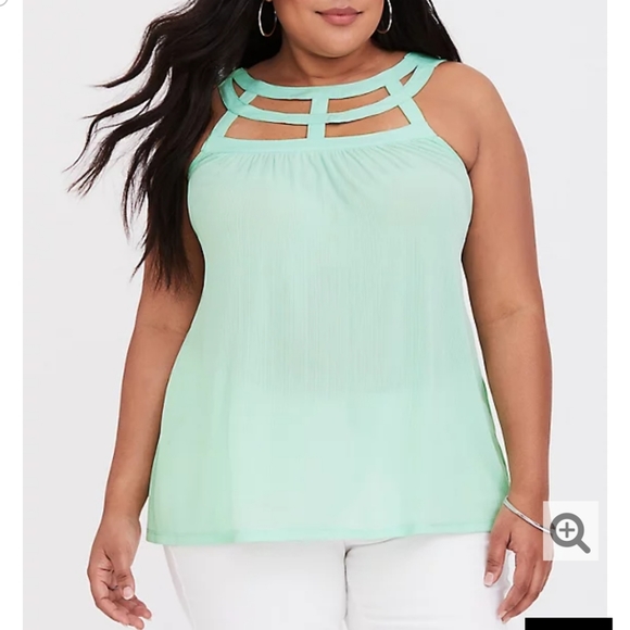 torrid Tops - Torrid MINT GREEN CREPE CAGE SWING TANK